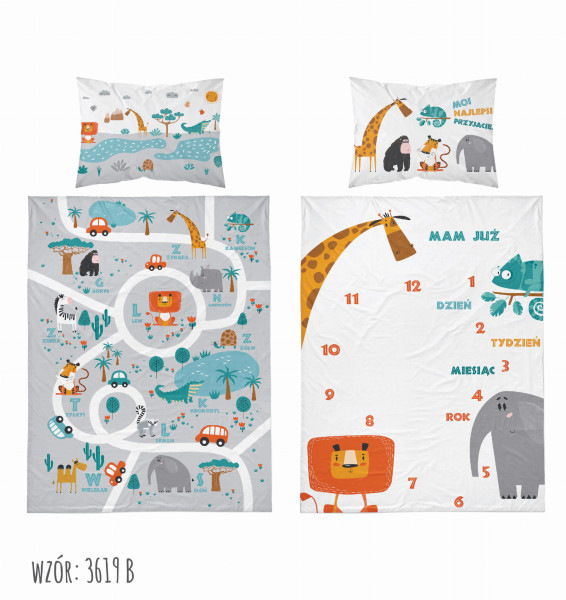 Pościel do łóżeczka Mapa Zoo 100x135 Detexpol