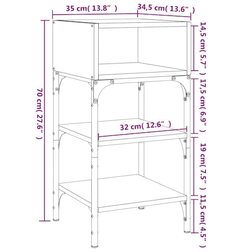 NNEVL Bedside Tables 2 pcs Black 35x34.5x70 cm Engineered Wood