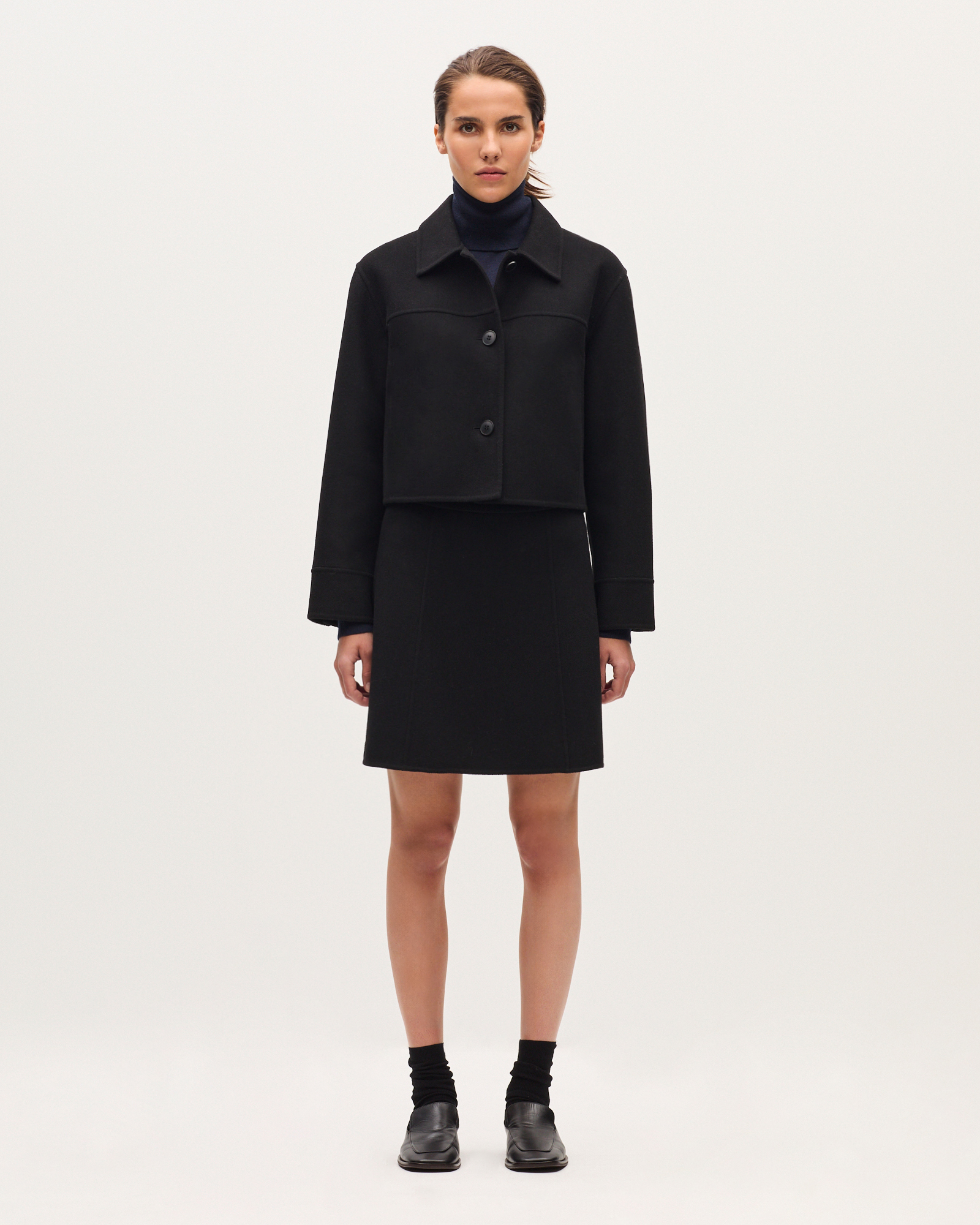 Blouson court double face avec laine