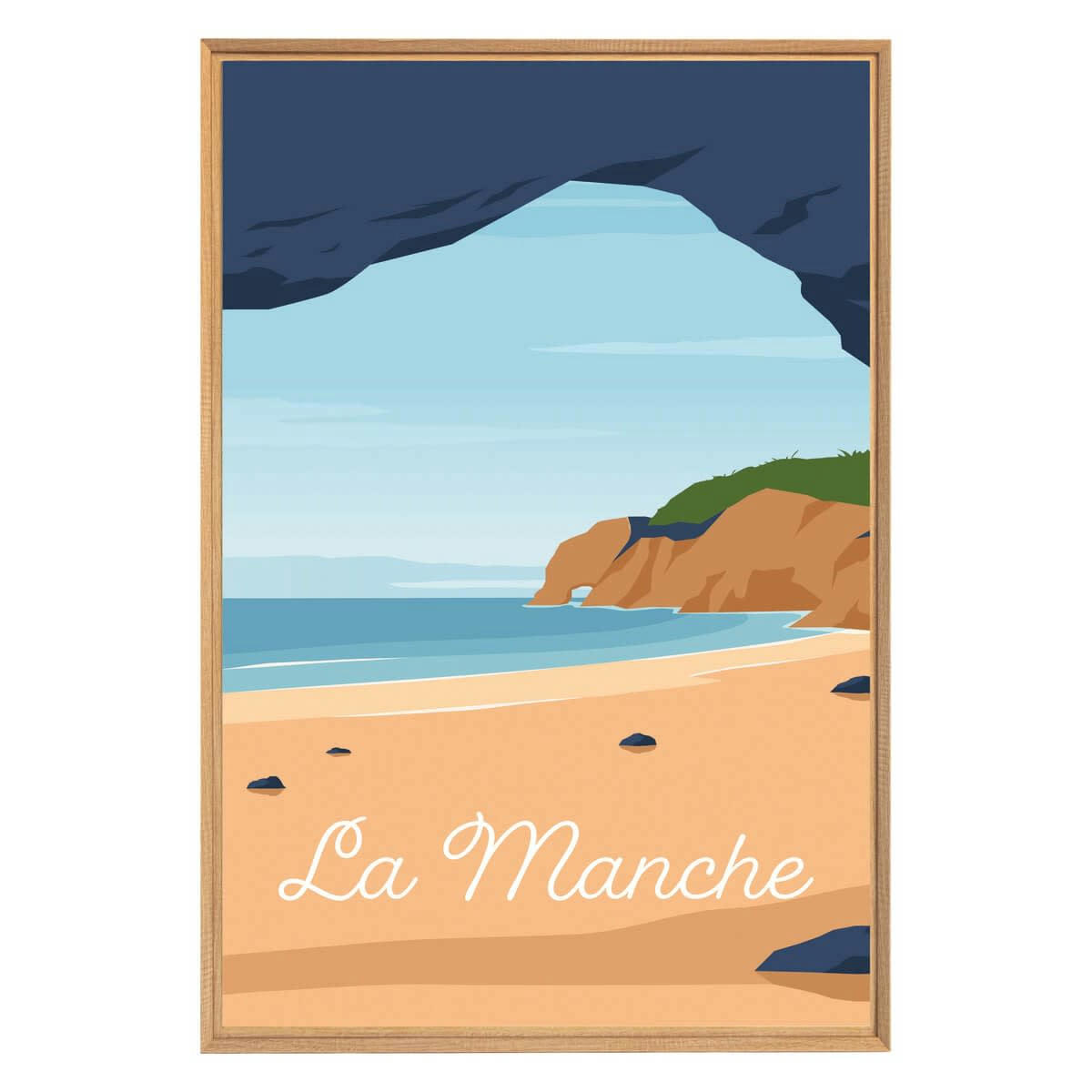 PLAGE - Tableau mural encadré la manche 65x97 cm