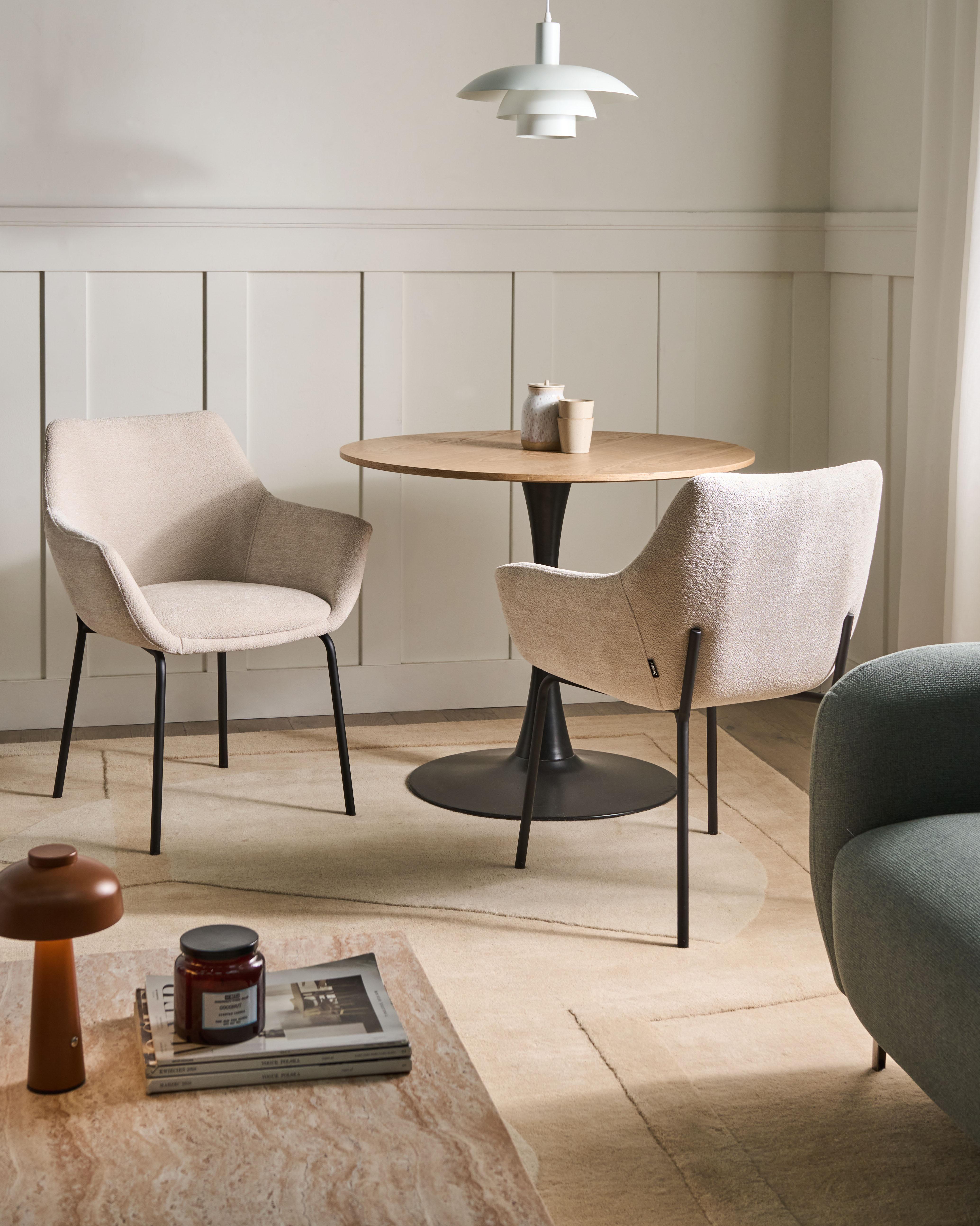 Set of 2 Dining Chairs BOWDON Chenille Light Beige