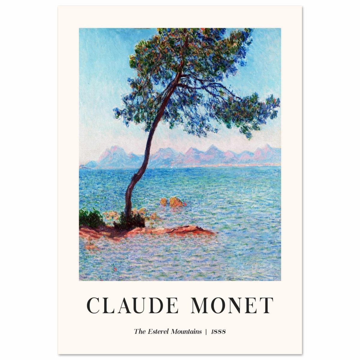 Artfulprints Poster Claude Monet - The Esterel Mountains  - 70x100 cm - Turquoise
