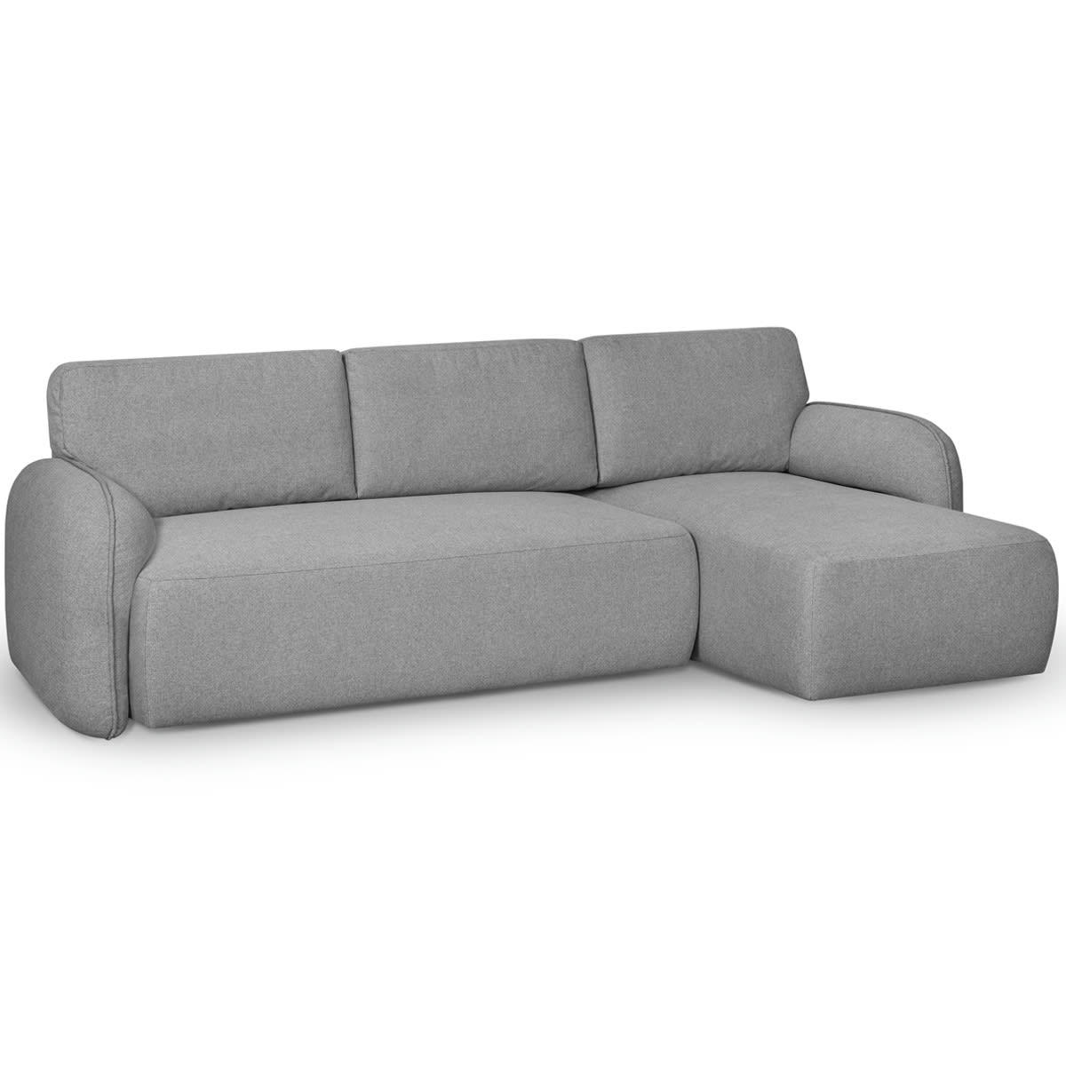 COZY - Canapé d'angle réversible convertible 5 places +coffre, gris chiné