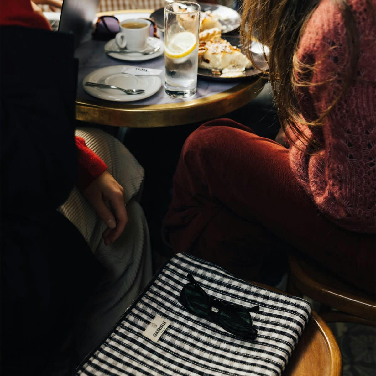 PAR AMOUR - Pochette ordinateur en coton imprimé Vichy noir