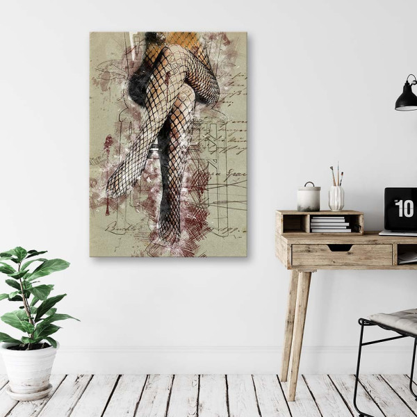 Feeby Obraz na płótnie Kobieta kabaretki nogi vintage 40x60