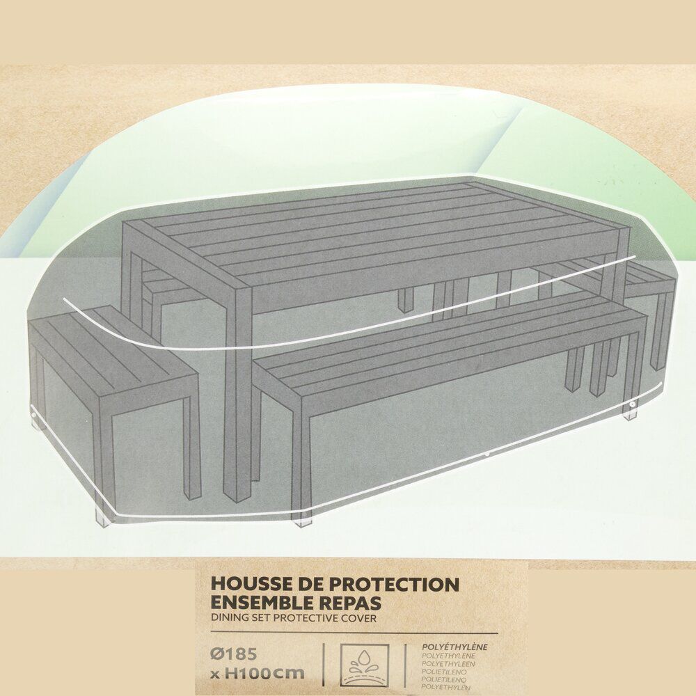 Housse de protection salon de jardin noir Ø185xH100cm