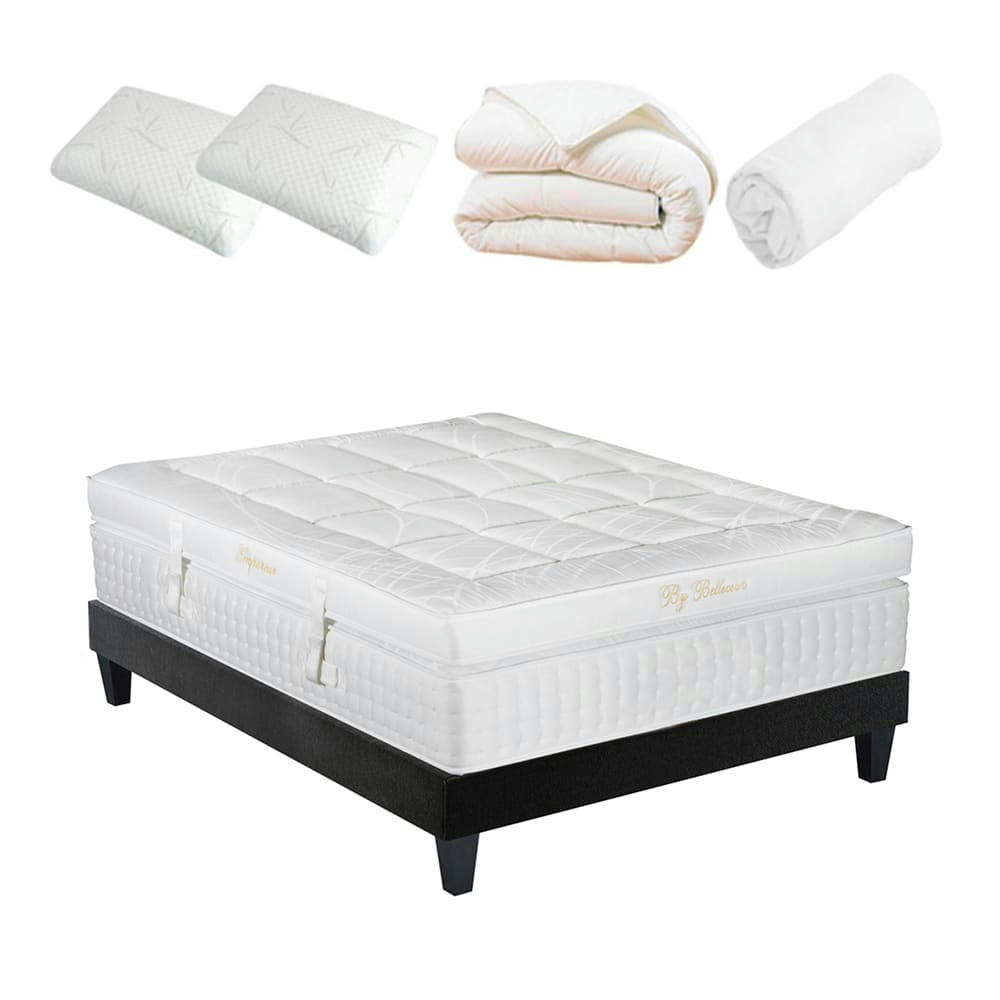 EMPEREUR - Ensemble  160x200  Matelas + Sommier + Accessoires