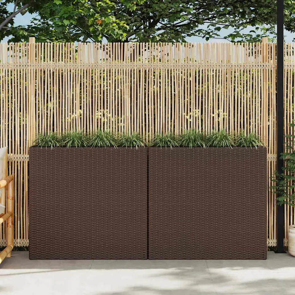 vidaXL - Verhoogde Plantenbak - Bruin - Poly rattan