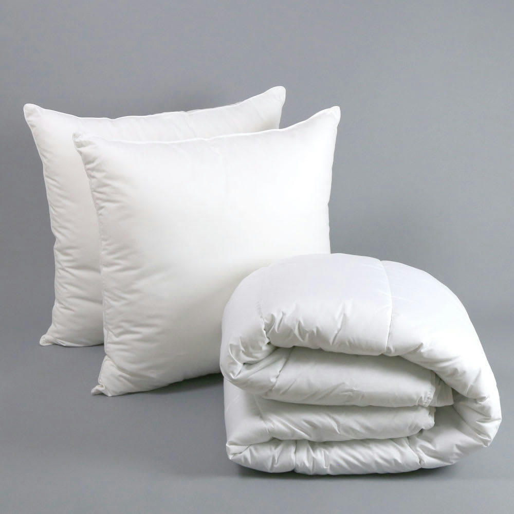 - Pack Couette + Oreiller(s) Enveloppe Coton Bio - Bien-être 140x200 cm