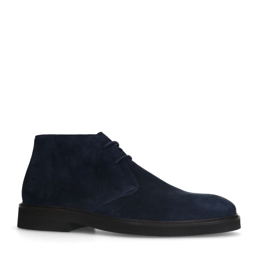 Manfield Donkerblauwe suède veterboots