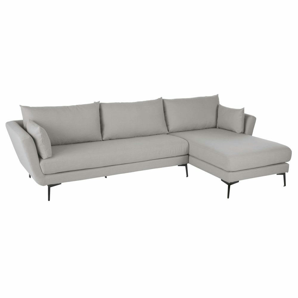 Prague - Canapé d'angle droit 4/5 places gris clair