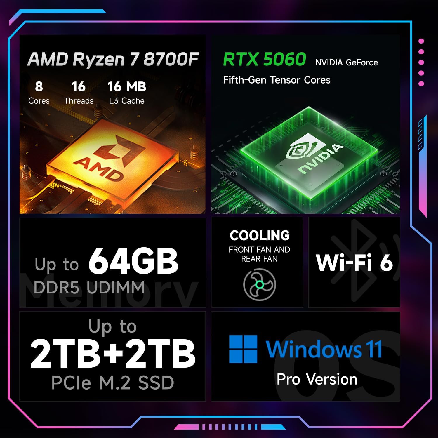 HP OMEN 16L Gaming Desktop  AMD Ryzen 7 8700F (Beats Intel i7-14700F)  NVIDIA RTX 5060  32GB DDR5 RAM  1TB SSD  W11P  Music Production Workstation  Bundle with Thunderobot KG3089R Gaming KB