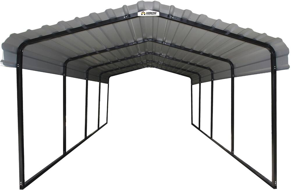 Arrow Carport Hard Top Galvanized Steel Carport Shelter Weather Resistant Car/SUV 12 x 20 x 8-ft