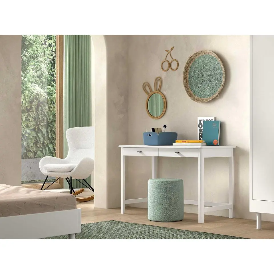 Bureau Forrest - 120x60x77cm - met twee lades - wit beukenhout