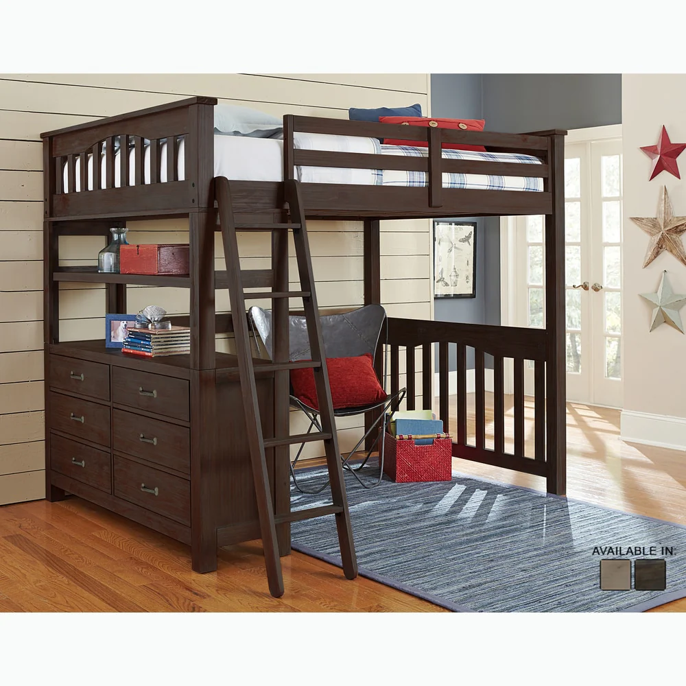Highlands Collection Espresso Full Loft Bed With Desk