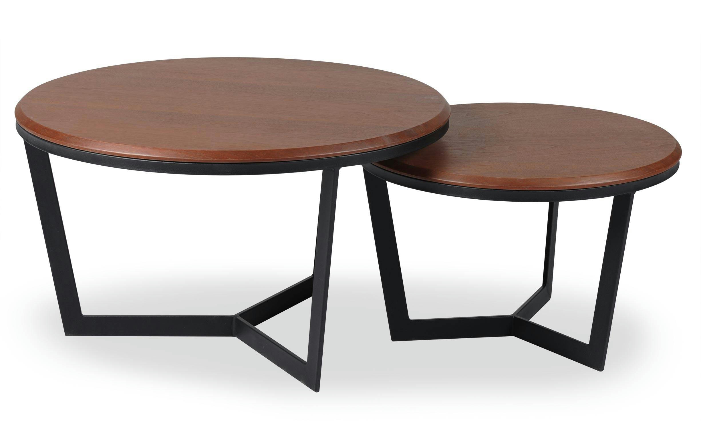 CHAPPEY - Lot de 2 tables basses bois noisette