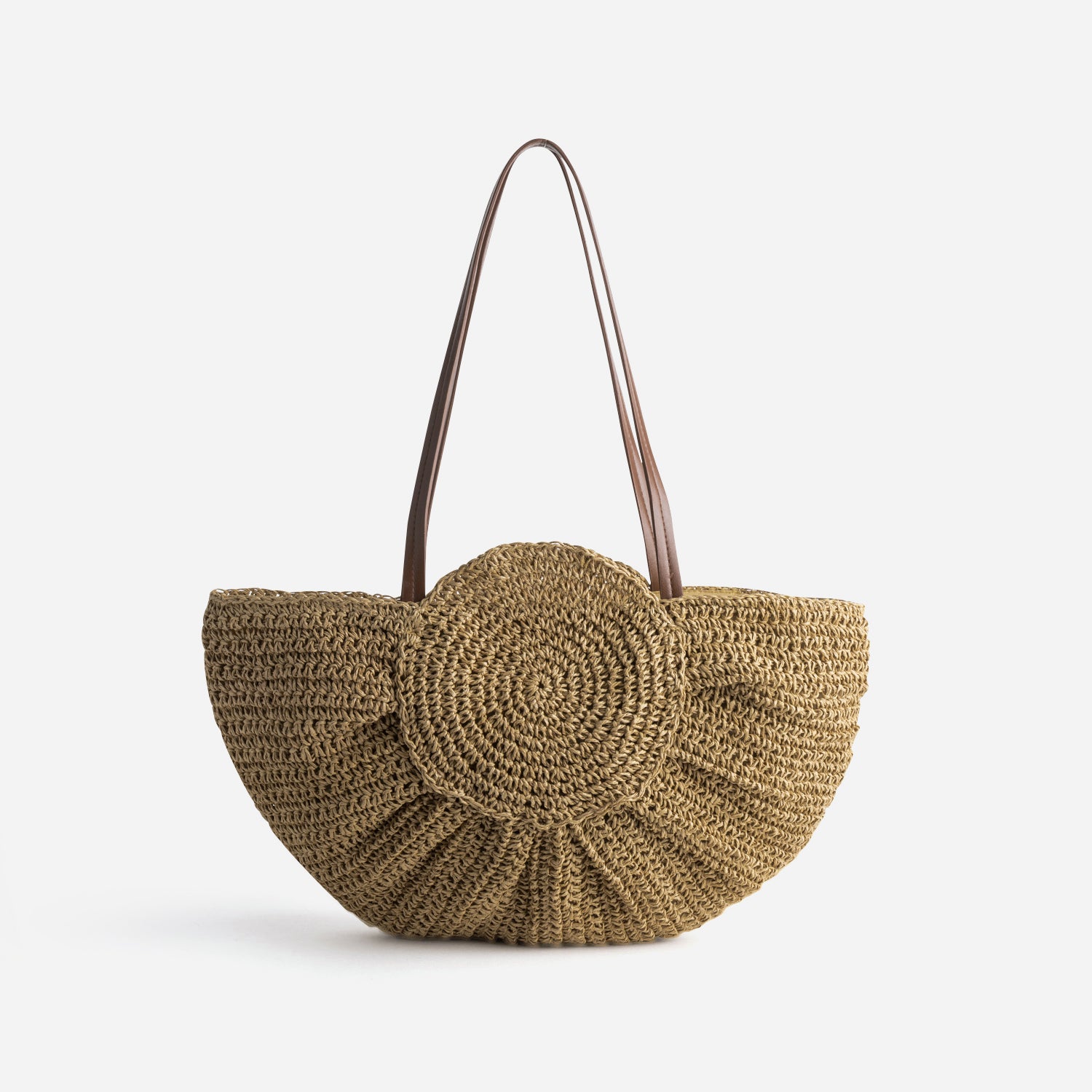 Sac à main beige tressé