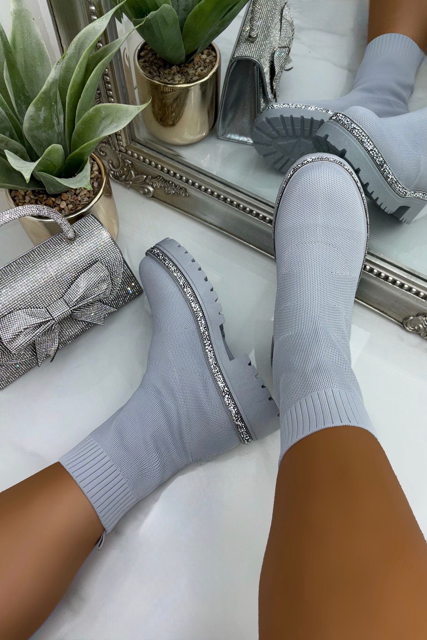 Love Lemonade Sparkly Stretch Chunky Sock Boots