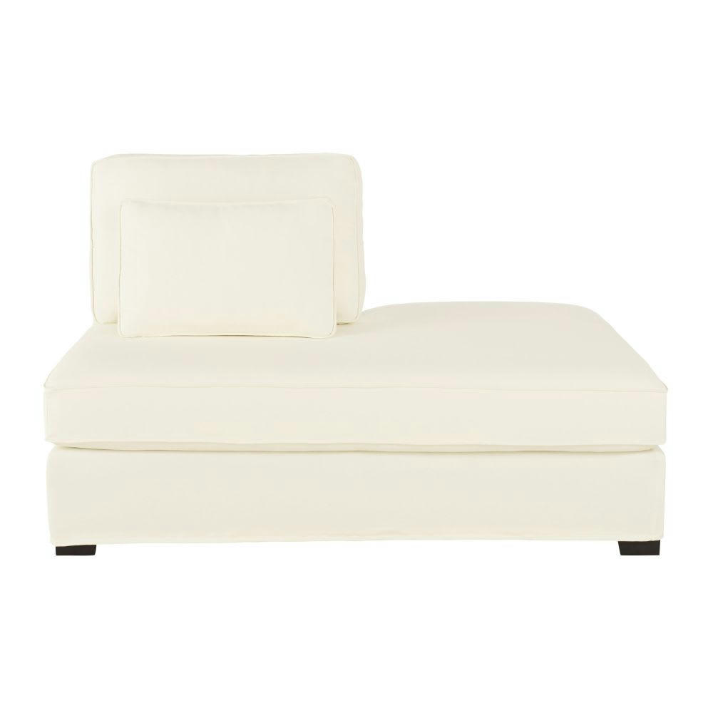 Milano - Méridienne droite pour canapé modulable en toile ivoire