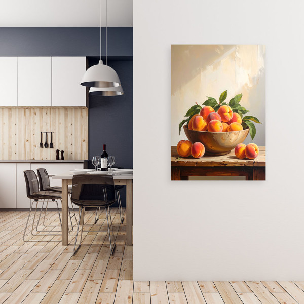 Obraz pionowy do kuchni jadalni restauracji, Brzoskwinie owoce 20x30