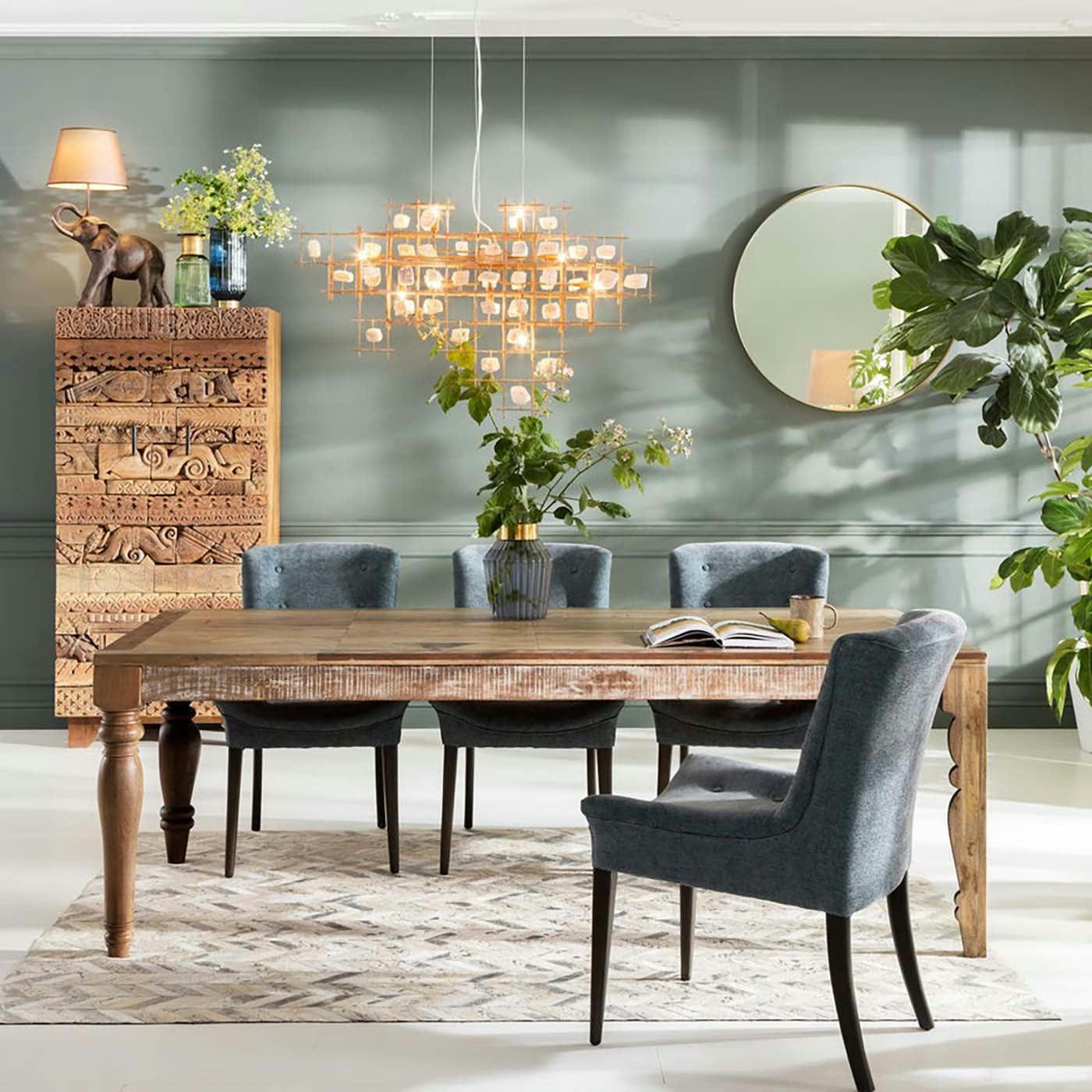 DULD RANGE - Table à manger 10 personnes en manguier et peuplier massif L220