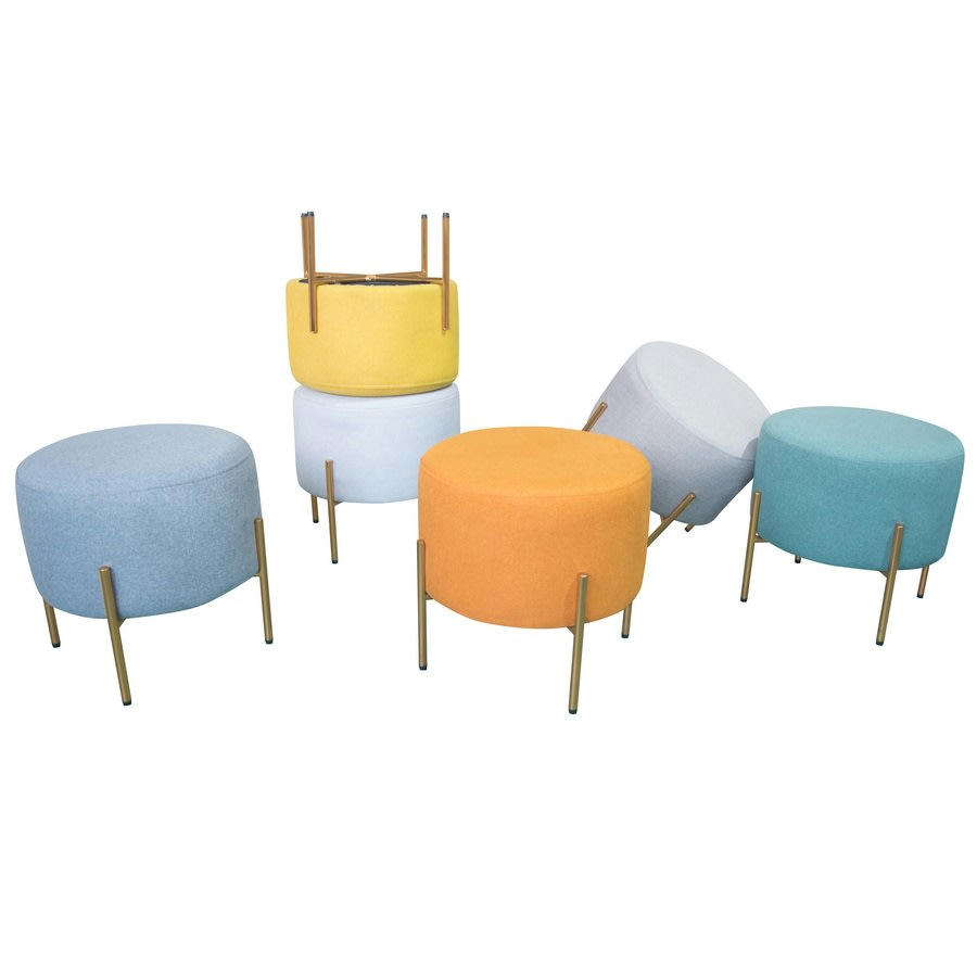 KATE - Pouf design rond avec pieds plaqués or