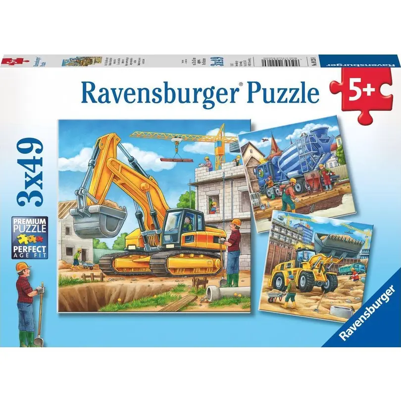 Puzzle 3er-Set Grosse Baufahrzeuge