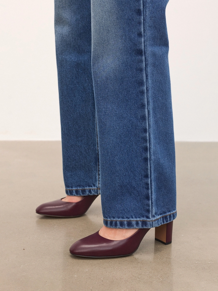 Maroon pumps with rounded noses