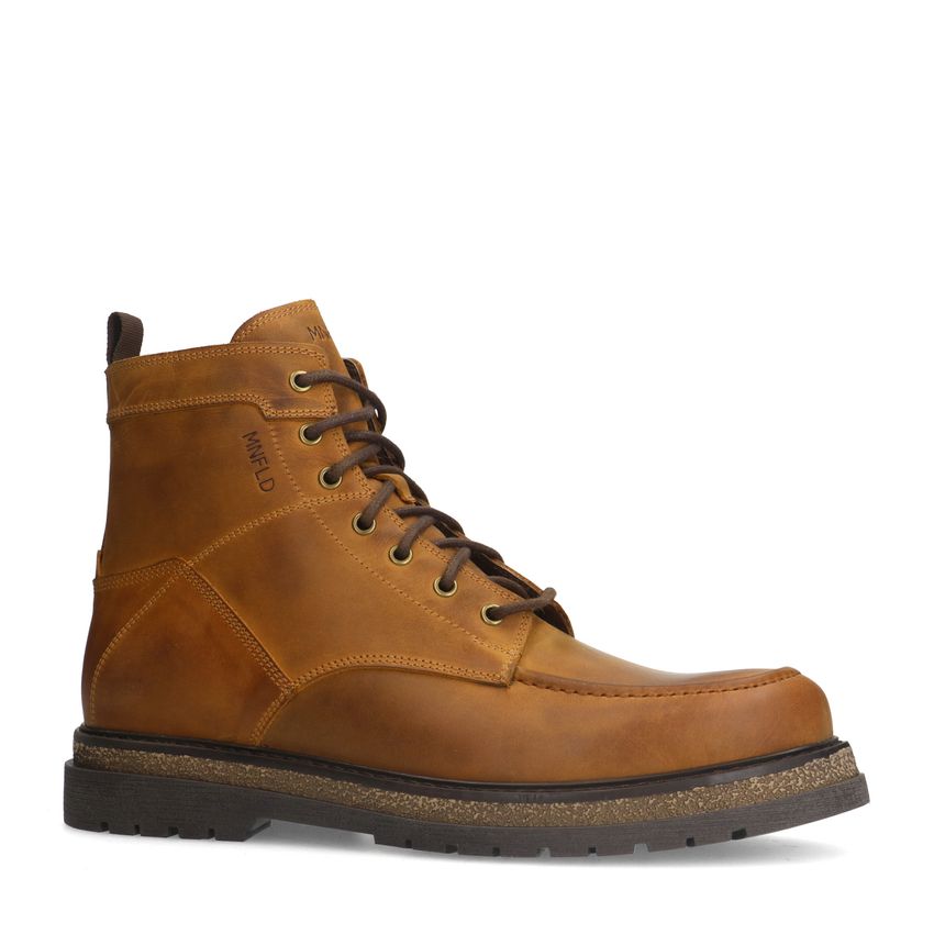 Manfield Cognac leren veterboots