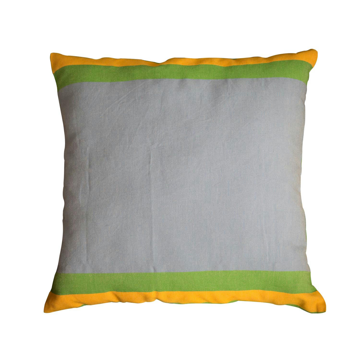 DJERBA - Housse coussin coton tricolore vert jaune turquoise 40 x 40