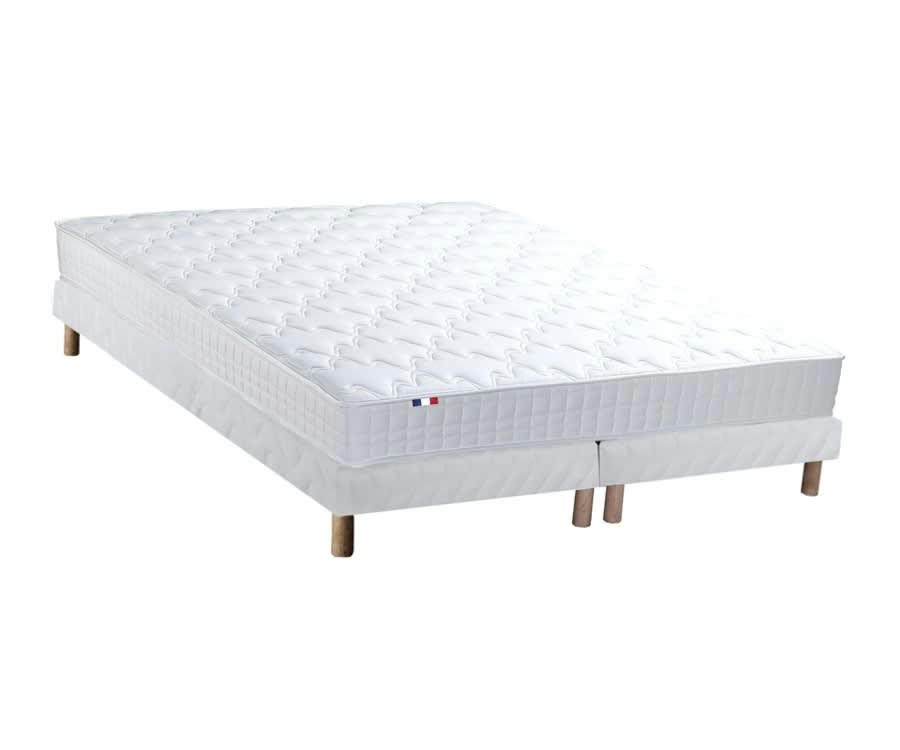 ENSEMBLE AZUR - Ensemble matelas mémoire de forme sommier blanc 160x200
