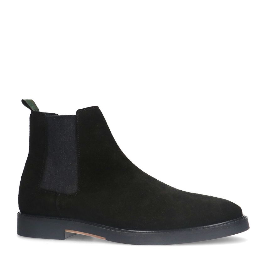 Manfield Zwarte suède chelsea boots