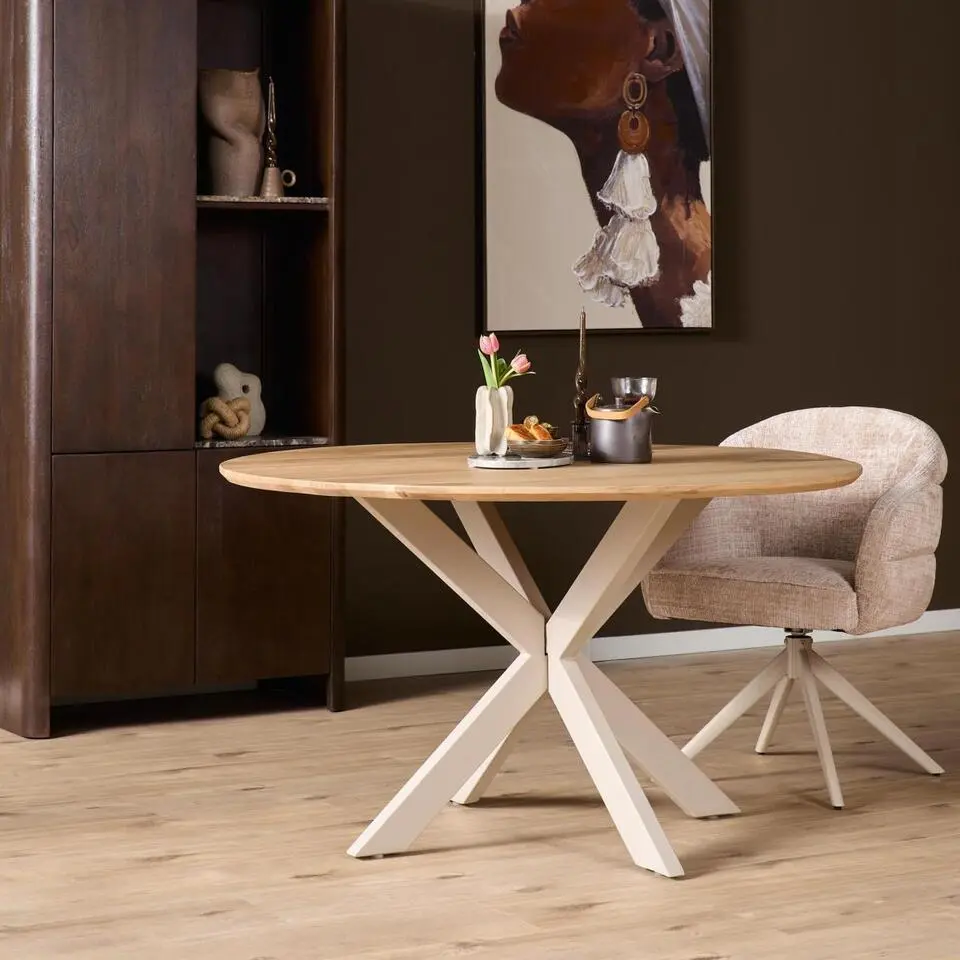 StarFurn - Ferris eettafel rond ?150 cm - poot zand - naturel