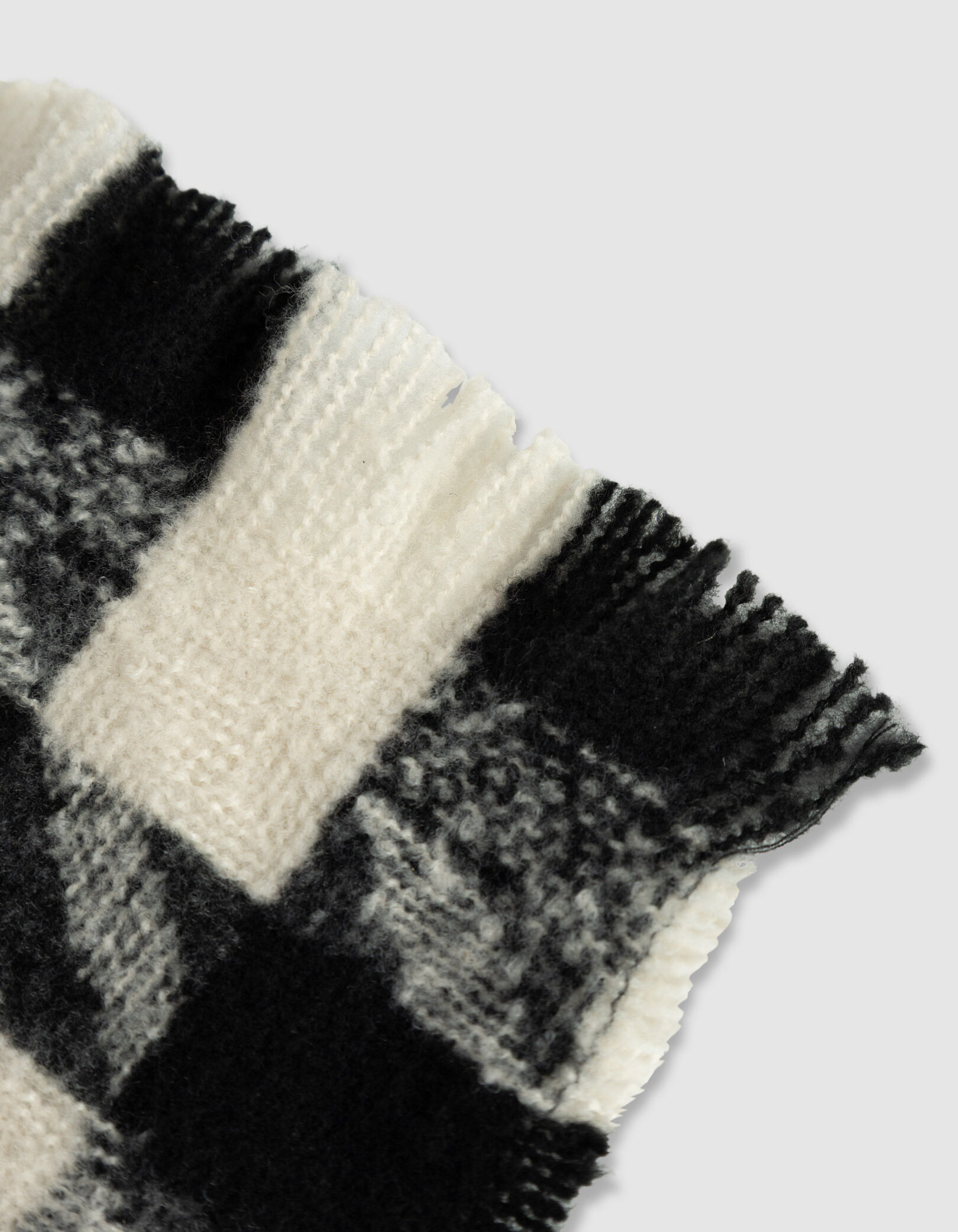 Echarpe noire motif pied-de-poule Femme