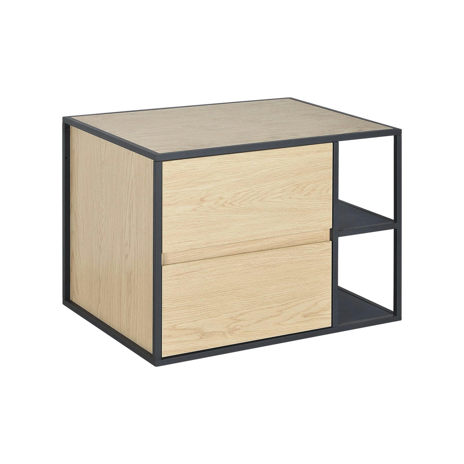 EDISSON - Meuble simple vasque décor chêne et métal 70cm