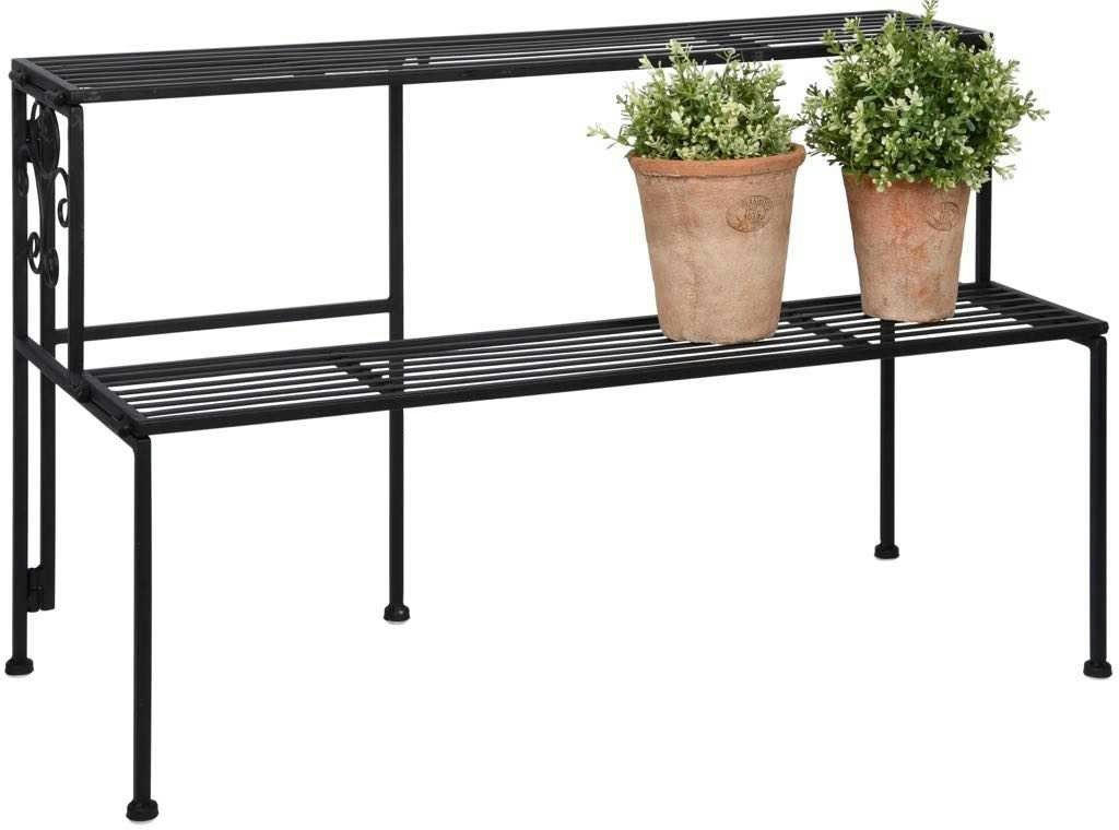 - Etagère à plantes pliante en fer 2 niveaux