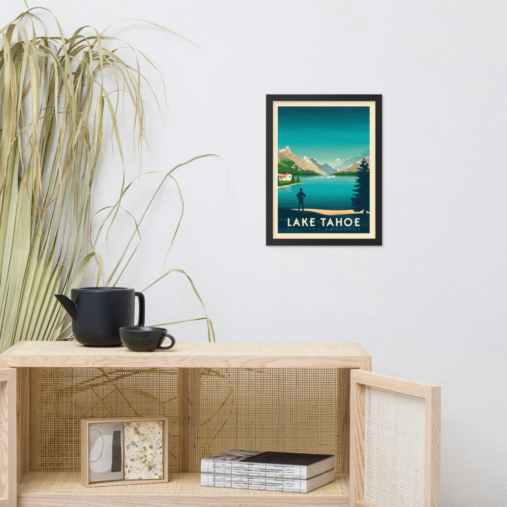 - Affiche Lake Tahoe Etats-Unis + Cadre Bois noir 21x29,7 cm