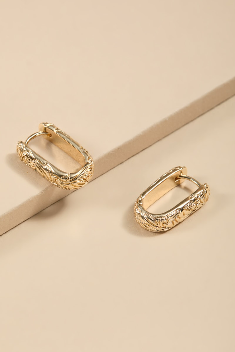 Faith Embossed Gold Hoop Earrings