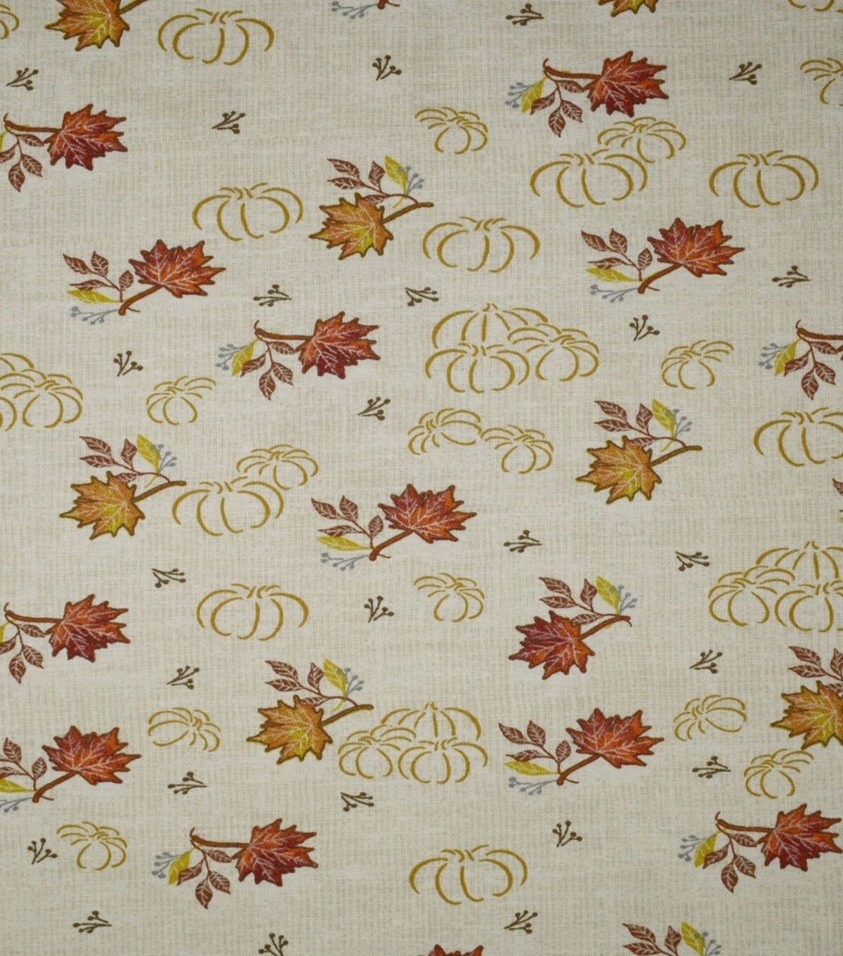 White Sketched Pumpkins Cotton Fabric