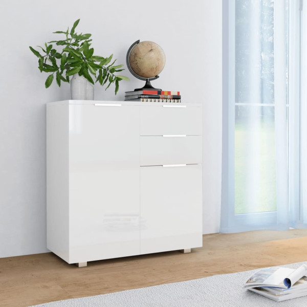 Szafka Regał Połysk Biała z Drzwiami z Szufladami 71x35x80 cm