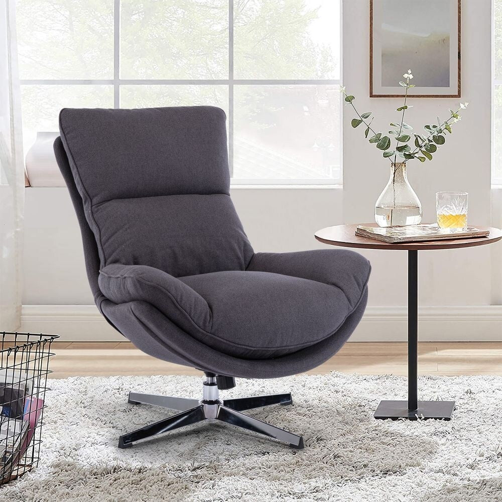 Glider Lounge Chair Accent Lazy Recliner Comfortable Fabric Leisure Sofa Chair with Aluminum Alloy Base