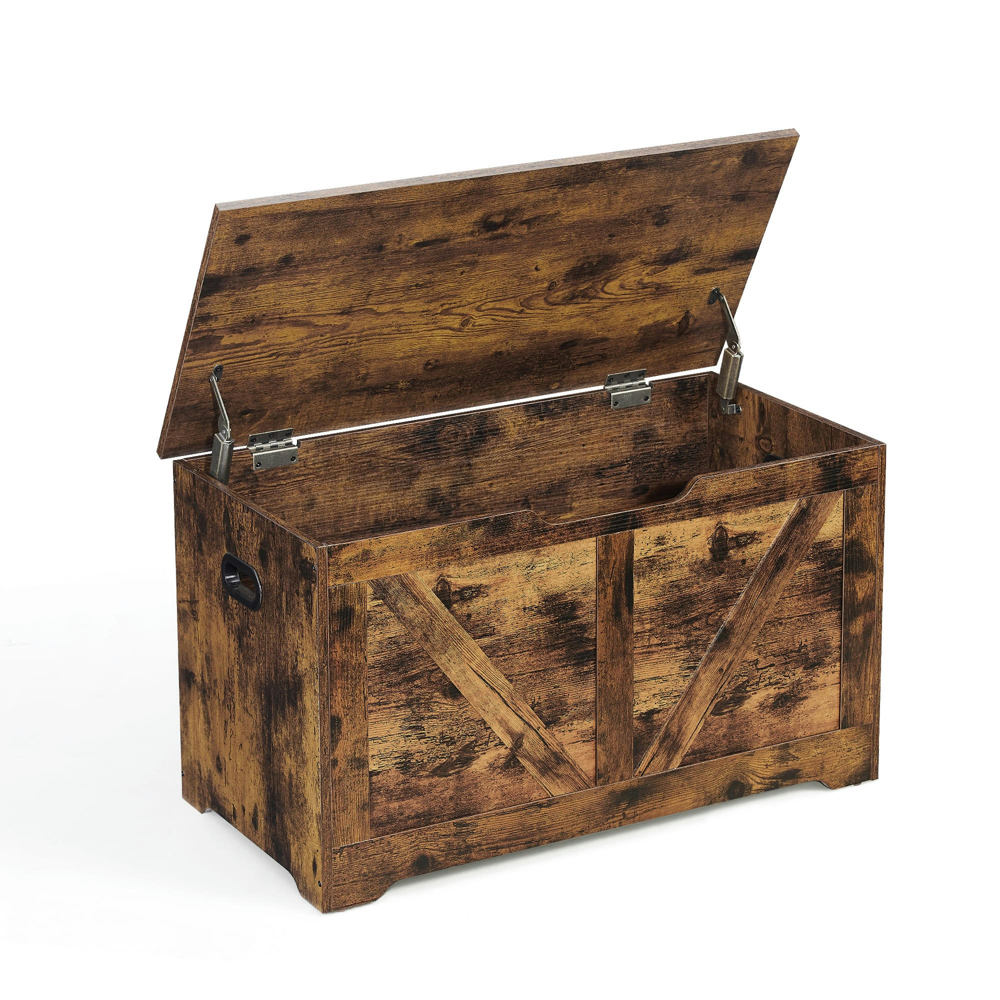 - Coffre de rangement style industriel effet bois marron rustique
