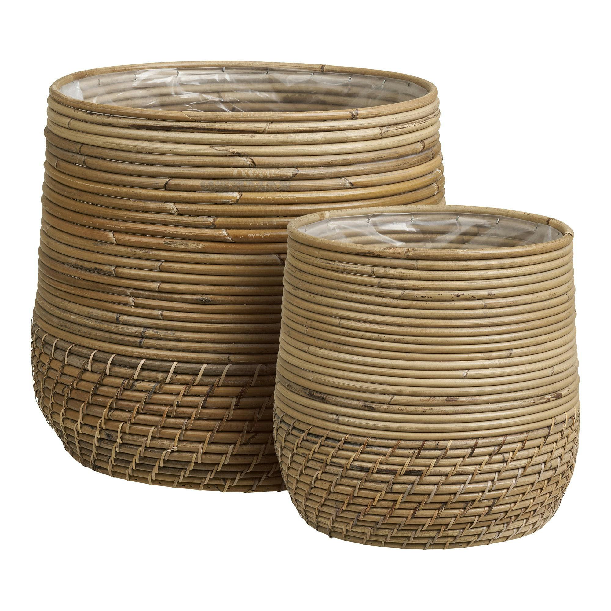 Cache-pot en rotin pour grandes plantes (lot de 2)
