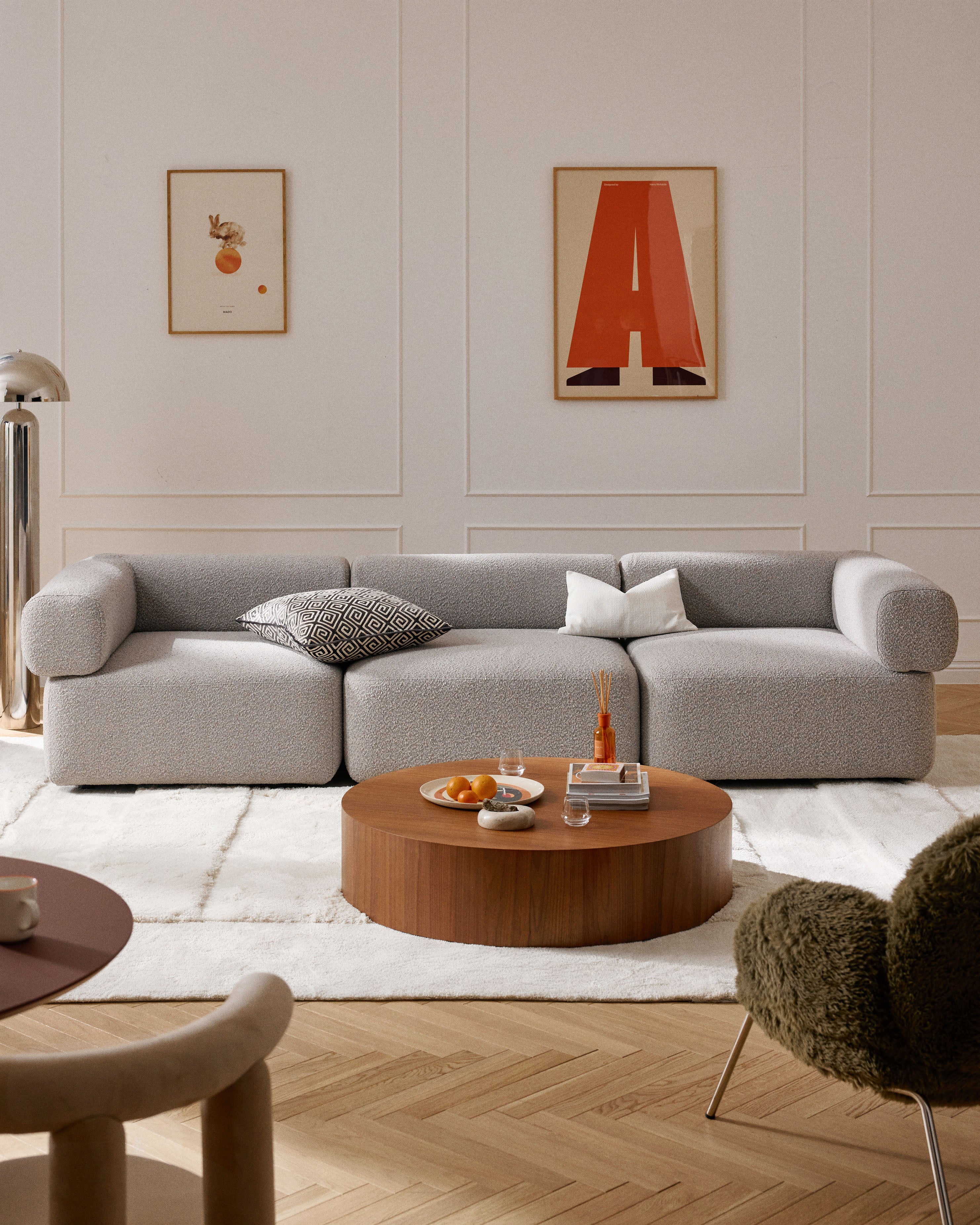Modulares Bouclé-Sofa Anton (4-Sitzer)