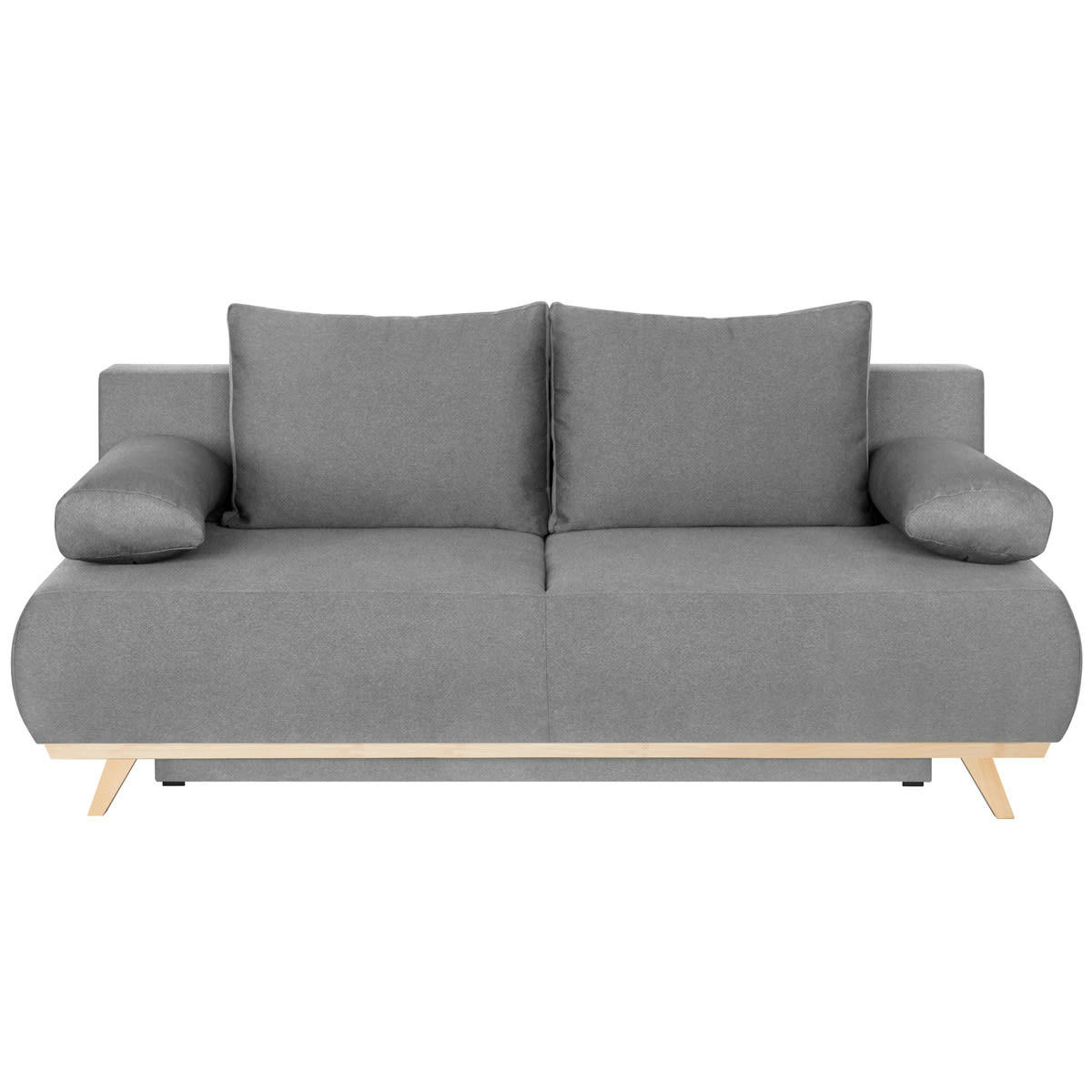LARIA - Canapé convertible 3 places avec coffre de rangement en tissu gris