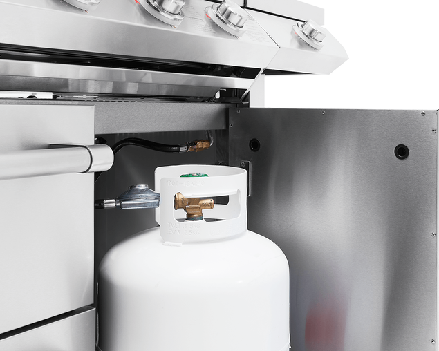 BeefEater 7000 Premium 5 Burner Flame Failure BBQ on Side Burner Cart