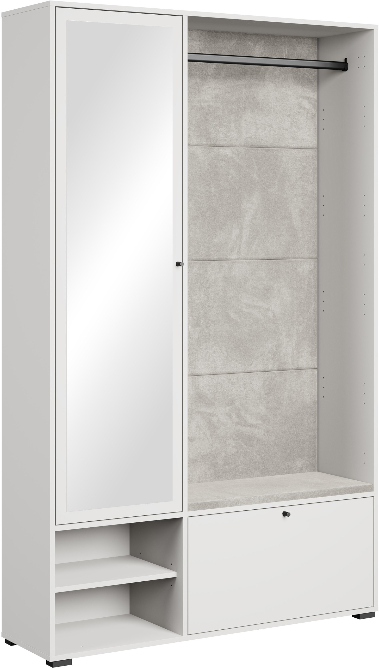 Garderoba 117 cm do przedpokoju z lustrem DORANO biały
