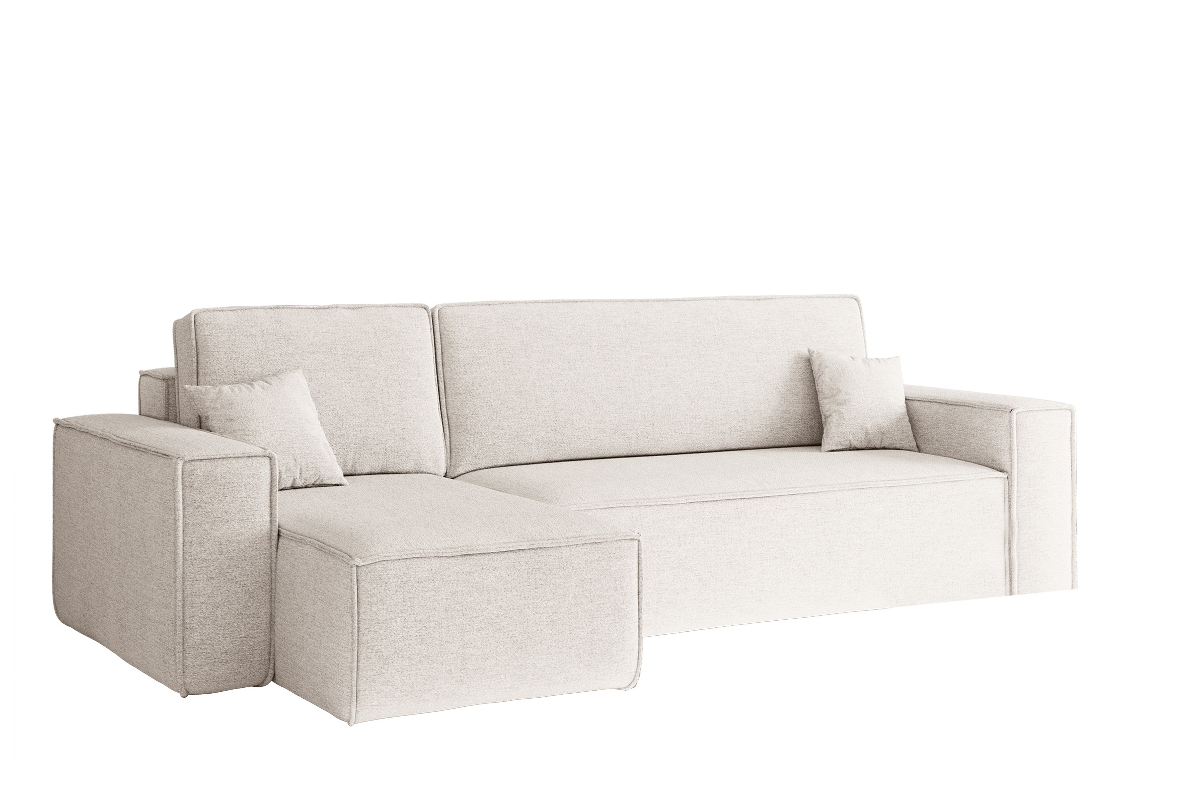 Sofa w kształcie L BEST narożnik tkanina Neve, Ecru Lewostronny