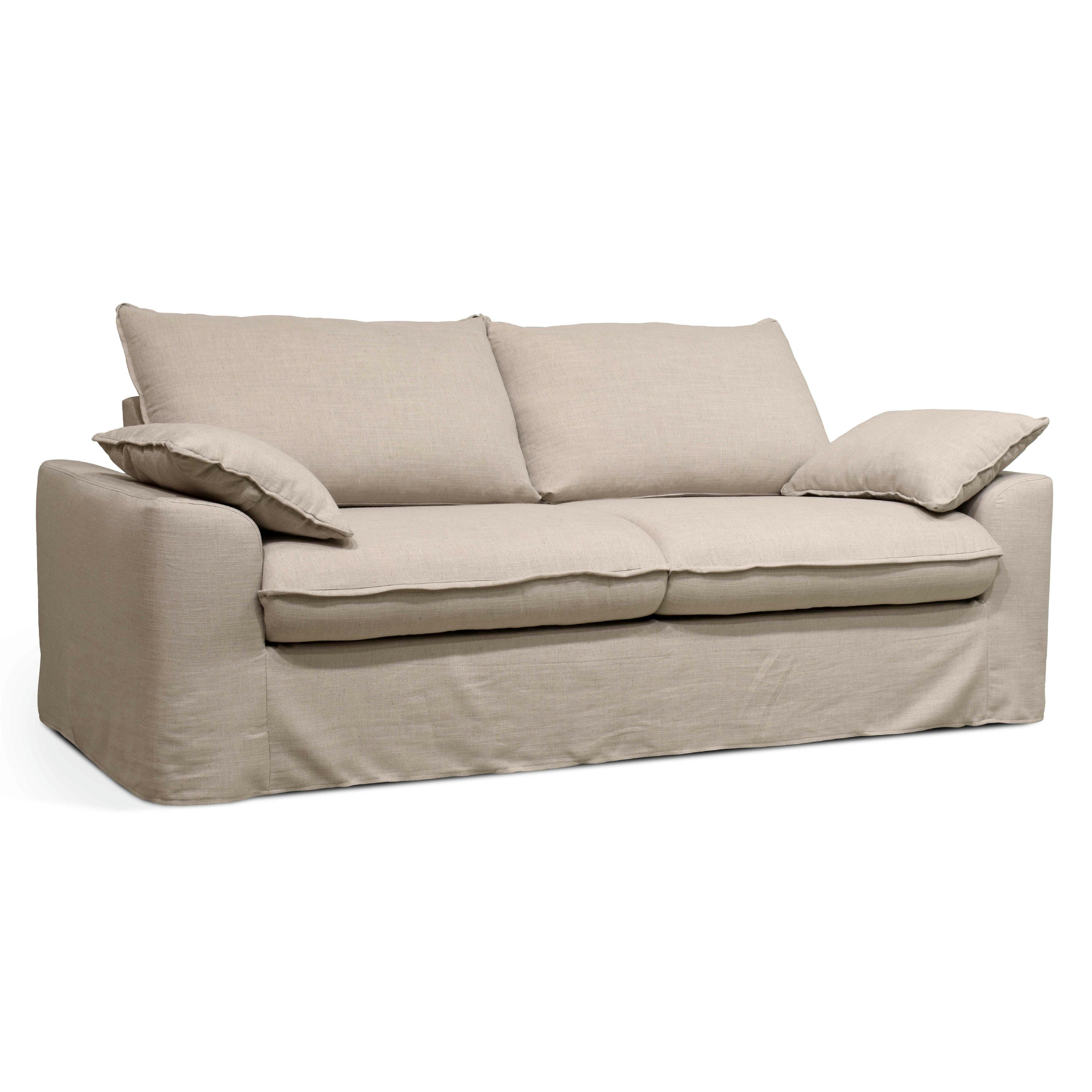 JAROD - Canapé en tissu 3 places avec une housse supplémentaire lin ocre