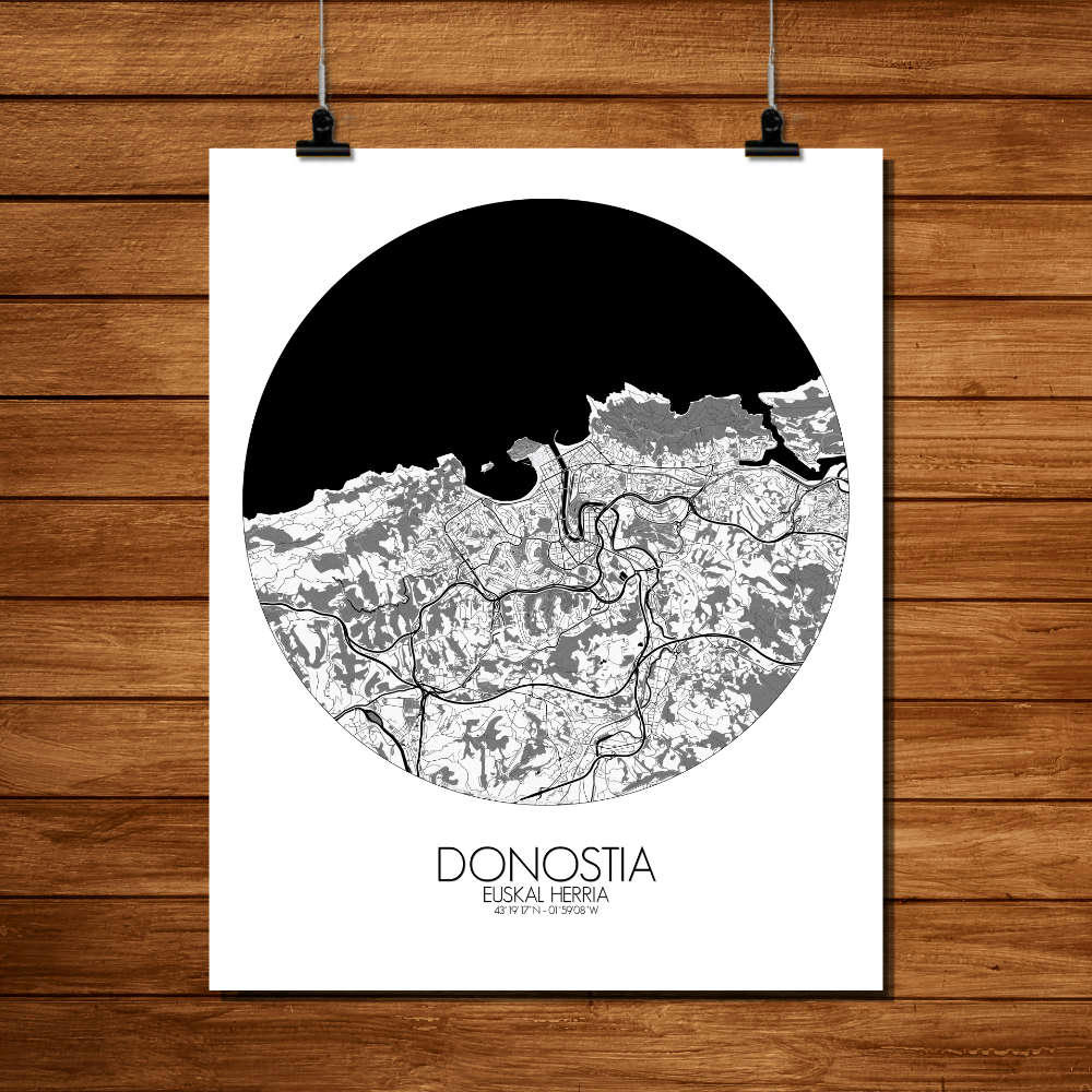 - Affiche San Sebastian Carte ronde 40x50